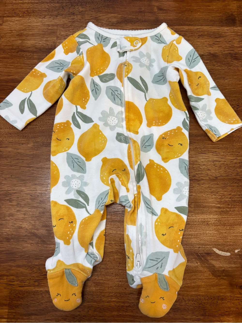 Carter's Yellow Lemon Print Footed One-Piece
